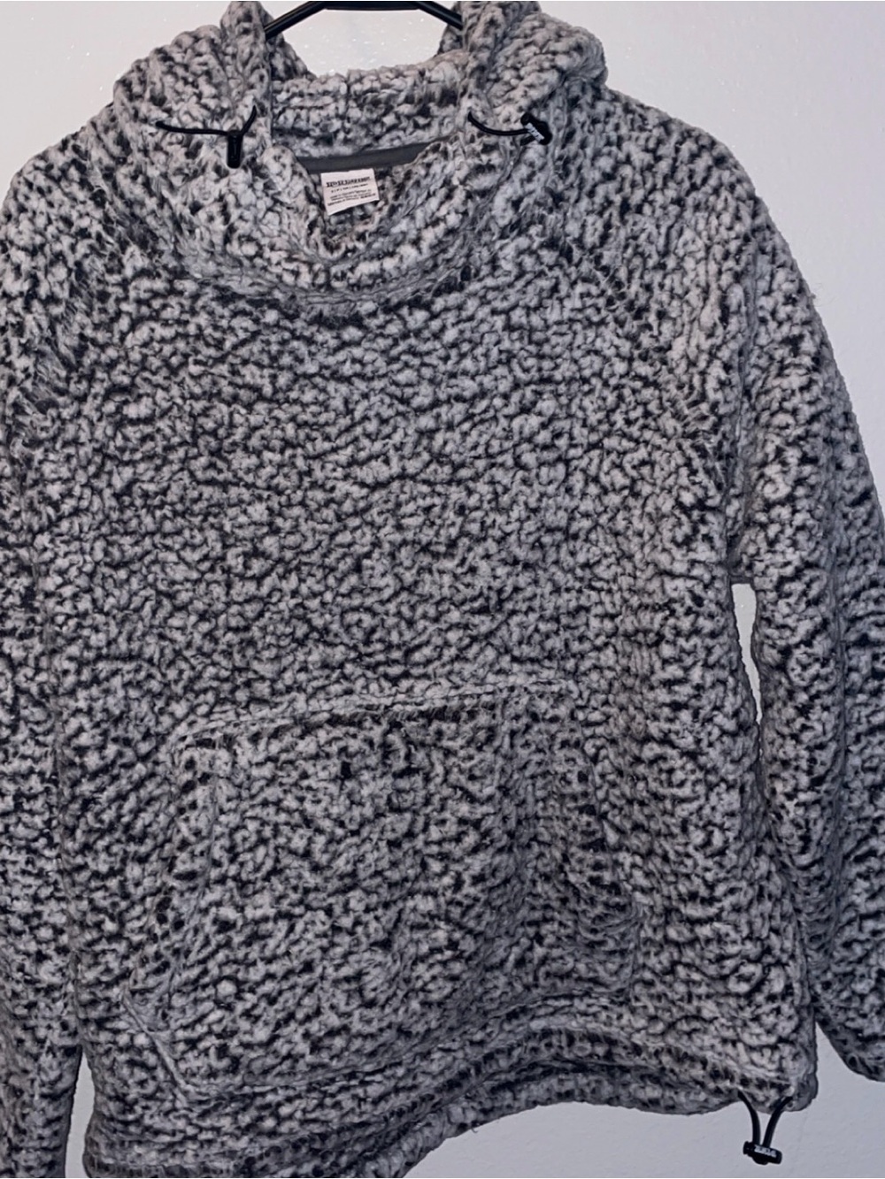 PINK Victoria's Secret Plush Gray Sherpa Hoodie Pullover